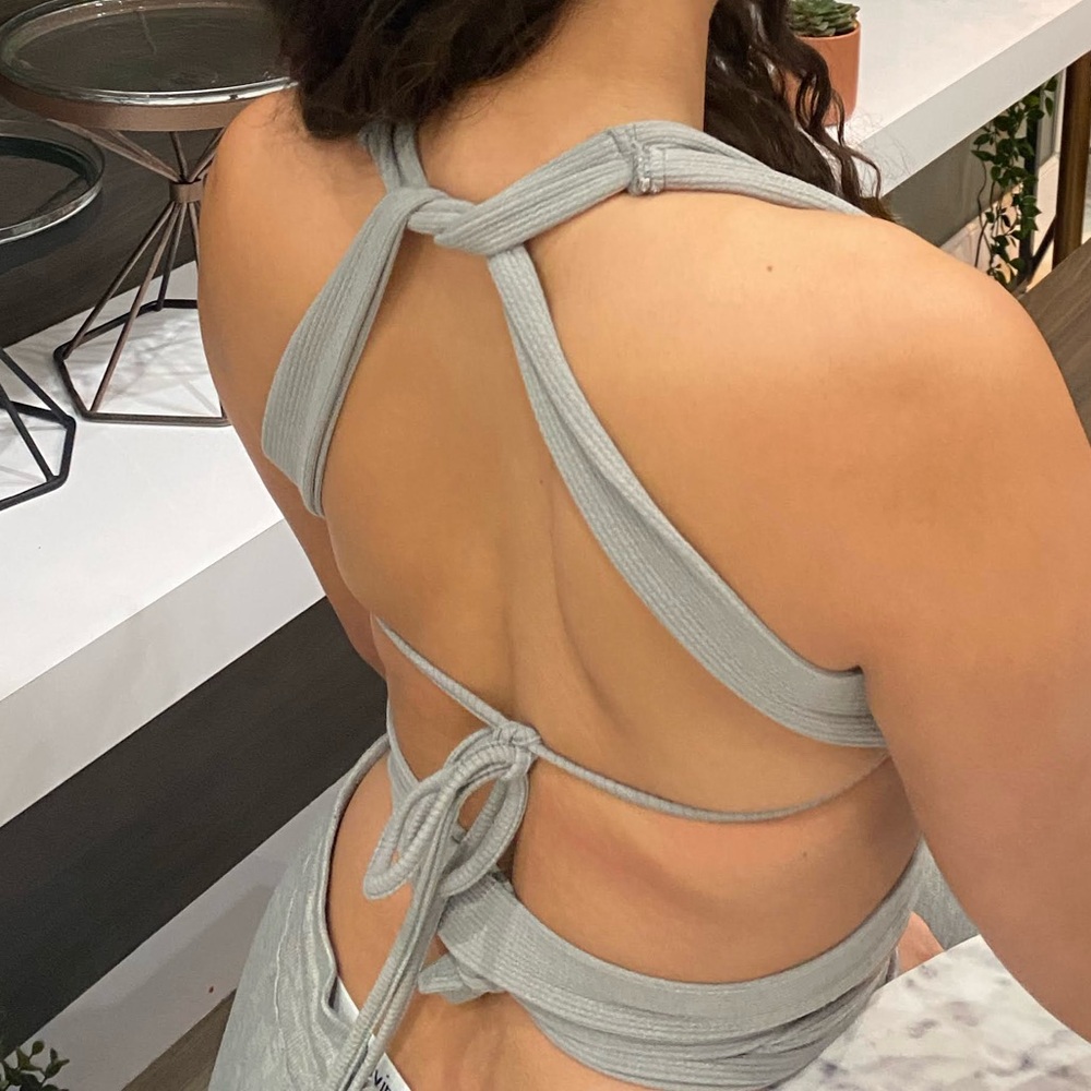Gray Ribbed Crop Top - Picture 2 of 6